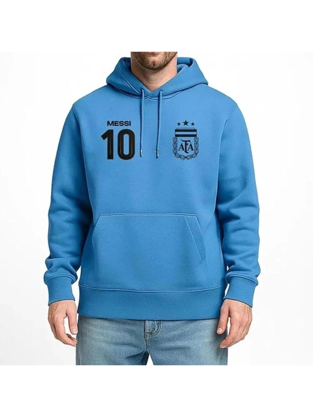 AFA Men’s Hoodie Leonel Messi Large Blue Argentina Pullover Football Soccer New